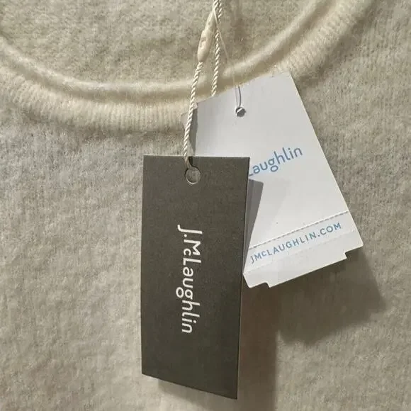 J. McLaughlin Marais Wool & Alpaca Blend Crew Neck Cream Sweater Size L NWT - Picture 6 of 7